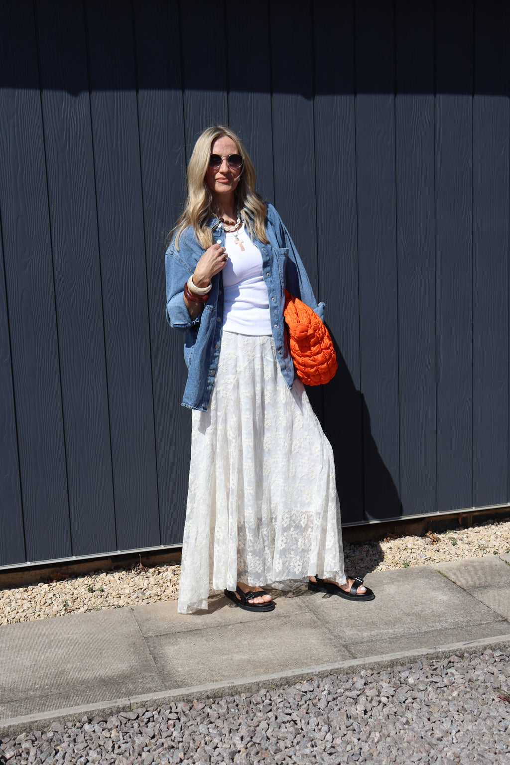 Cream Maxi Lace Skirt