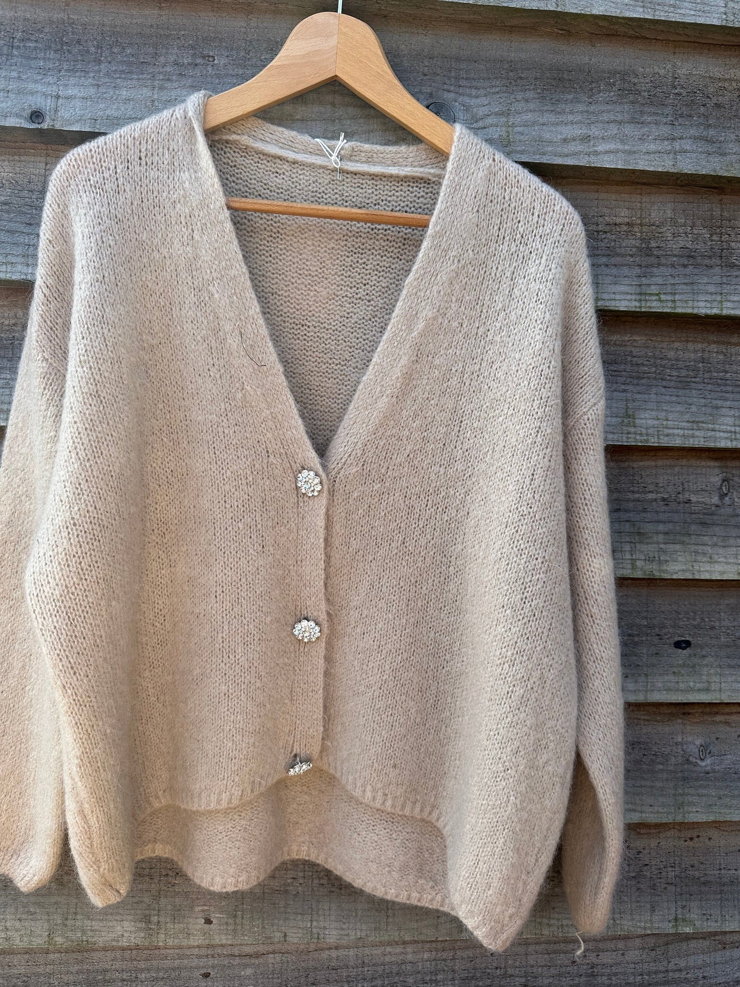 Diamonte Button mohairCardigan
