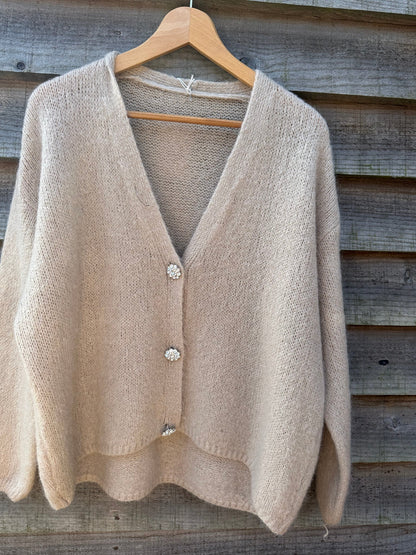 Diamonte Button mohairCardigan
