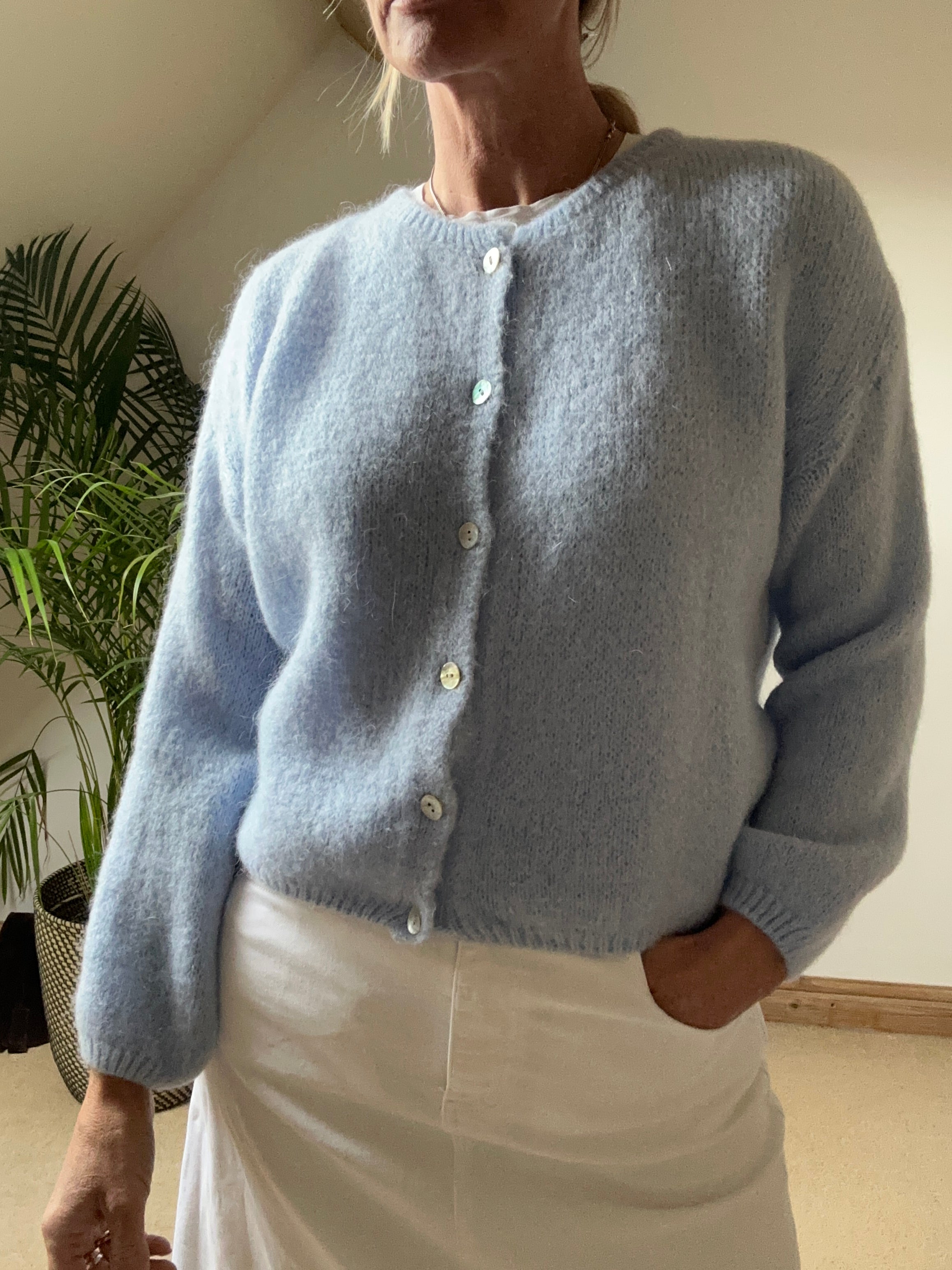 Round Neck Mohair Cardigan