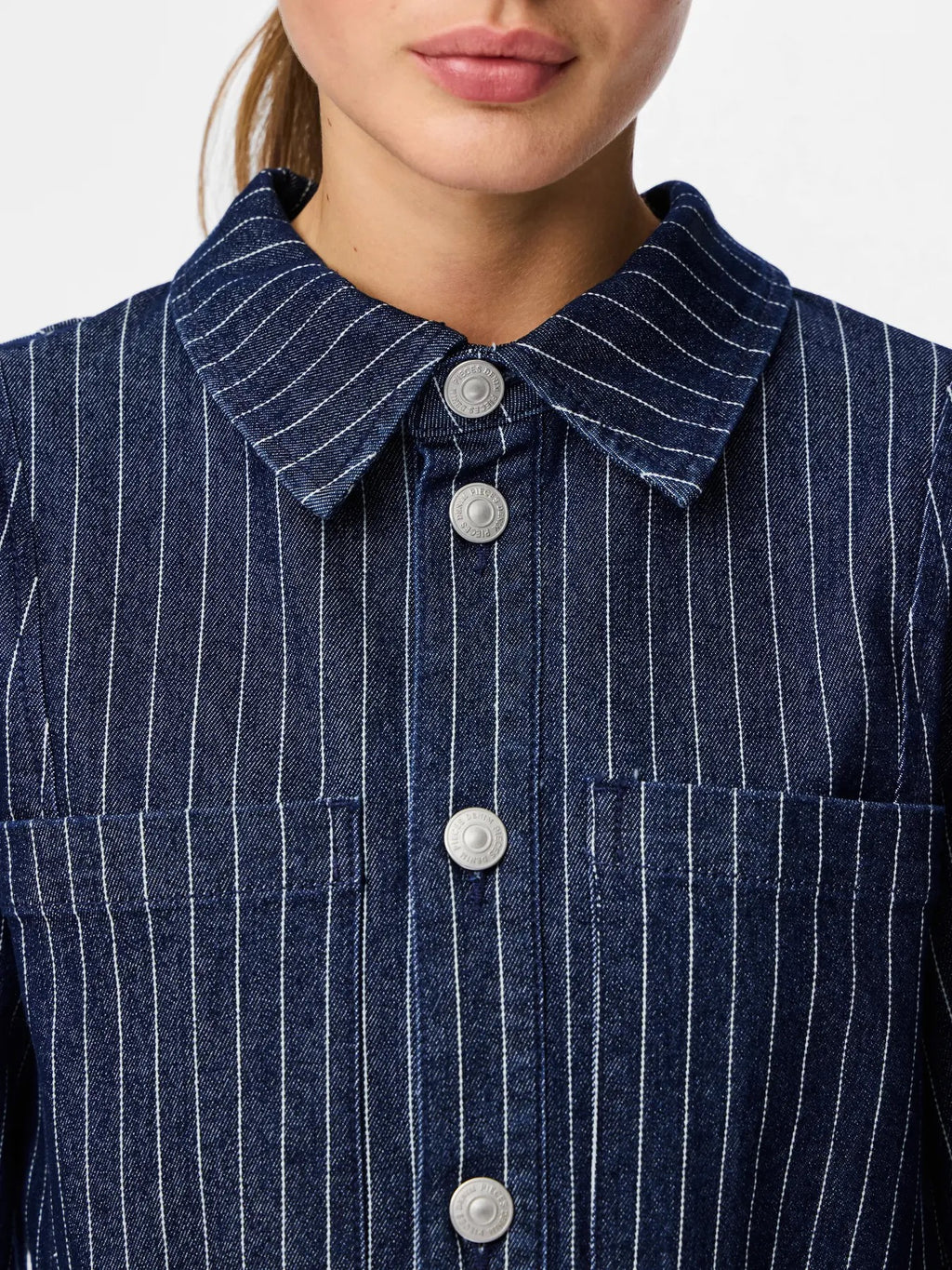 Pinstripe Denim Jacket