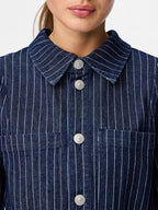 Pinstripe Denim Jacket