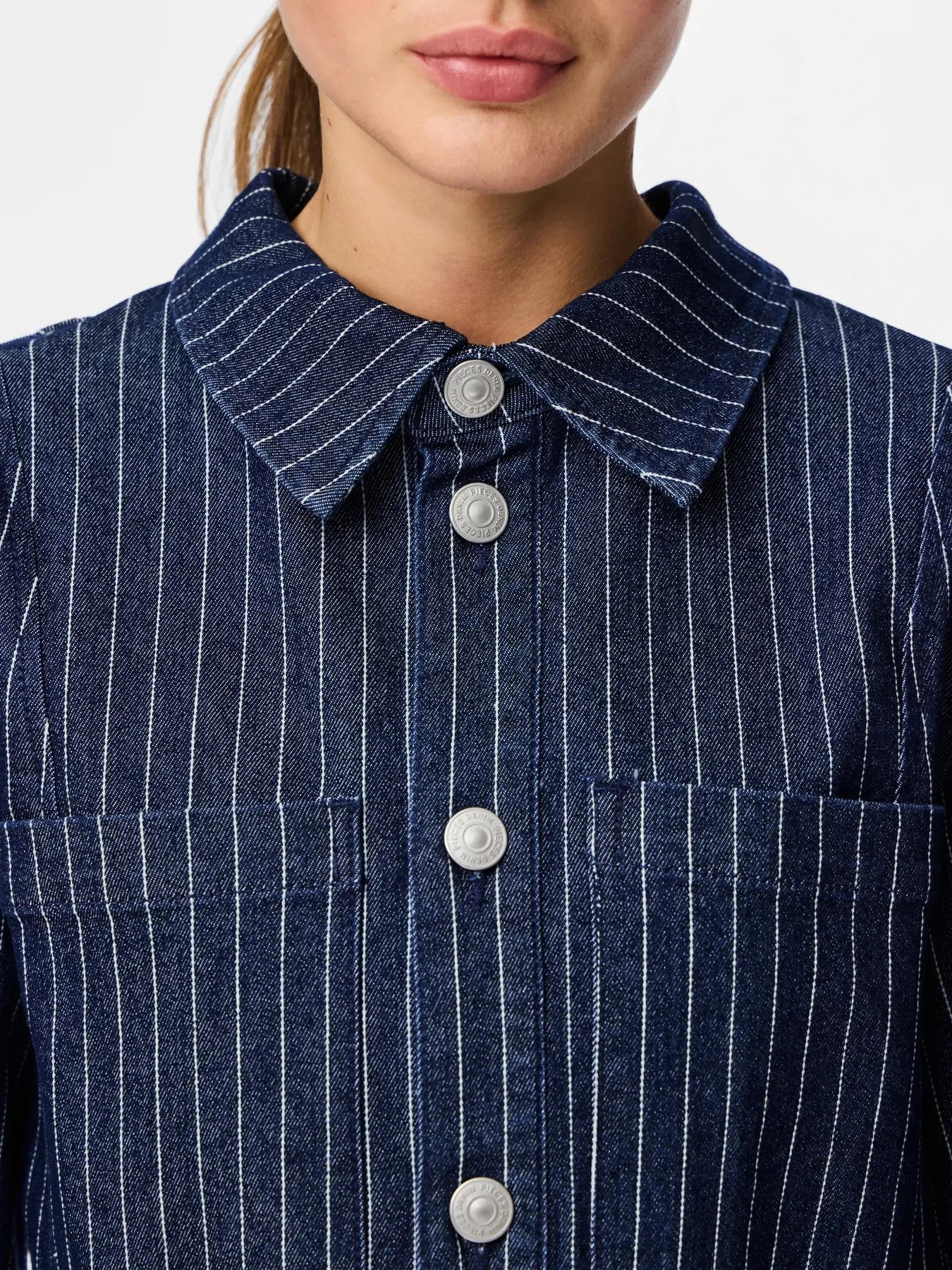 Pinstripe Denim Jacket