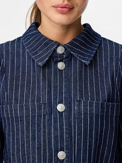 Pinstripe Denim Jacket