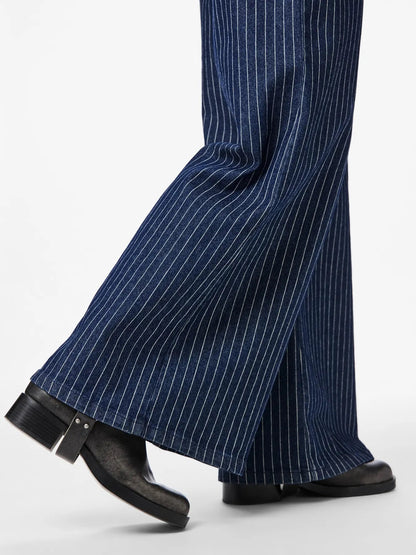 Wide Leg Pinstripe Jeans