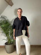 Sheer Puff Sleeve Blouse