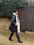 Faux Leather, Shearling Lined Coat