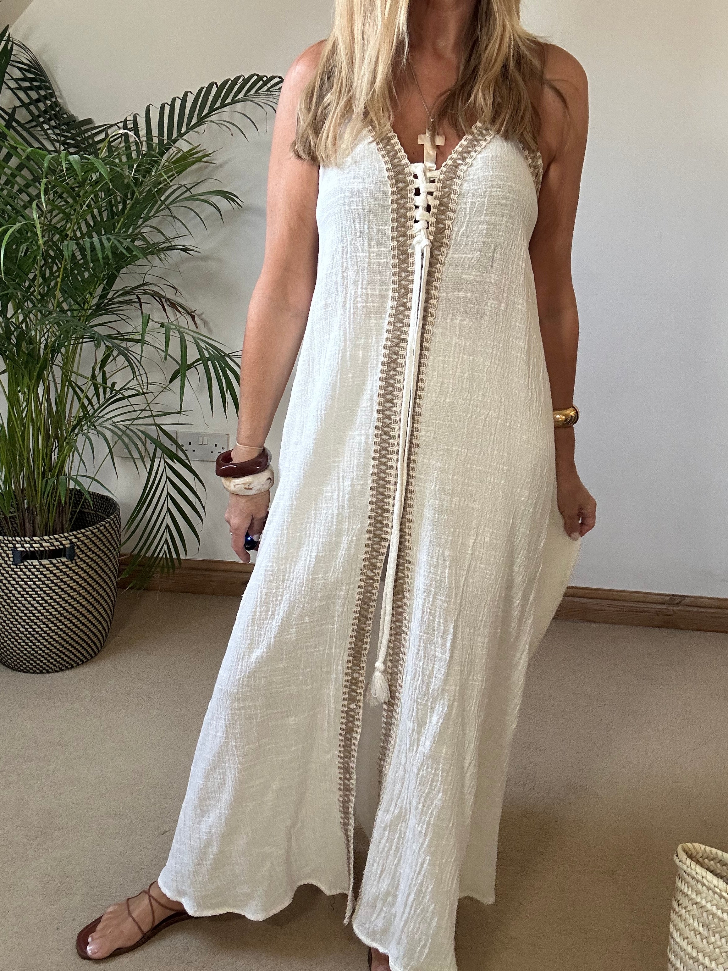 Boho Beach Dress With Woven Detail
