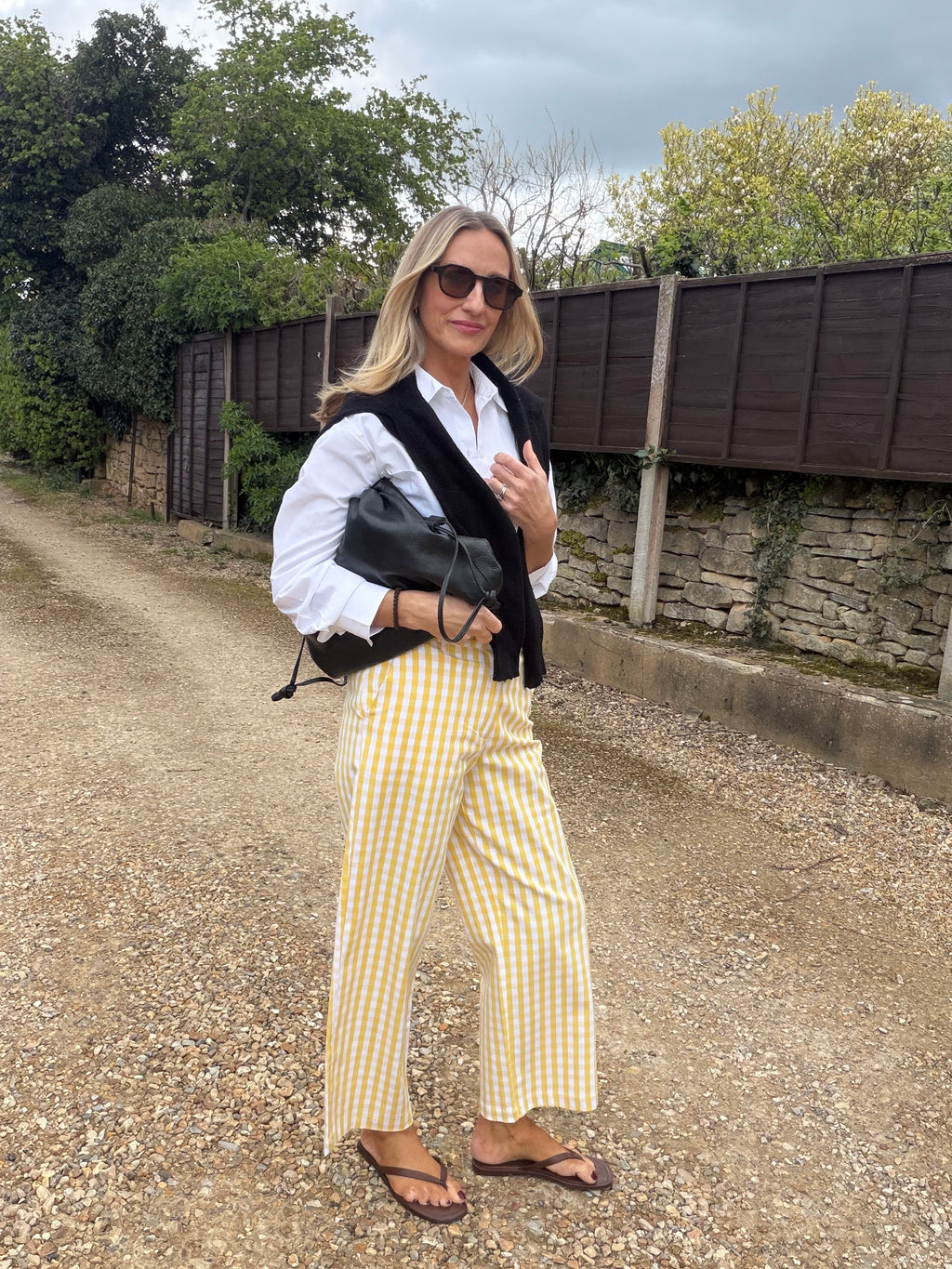 Yellow Gingham Cropped Trousers
