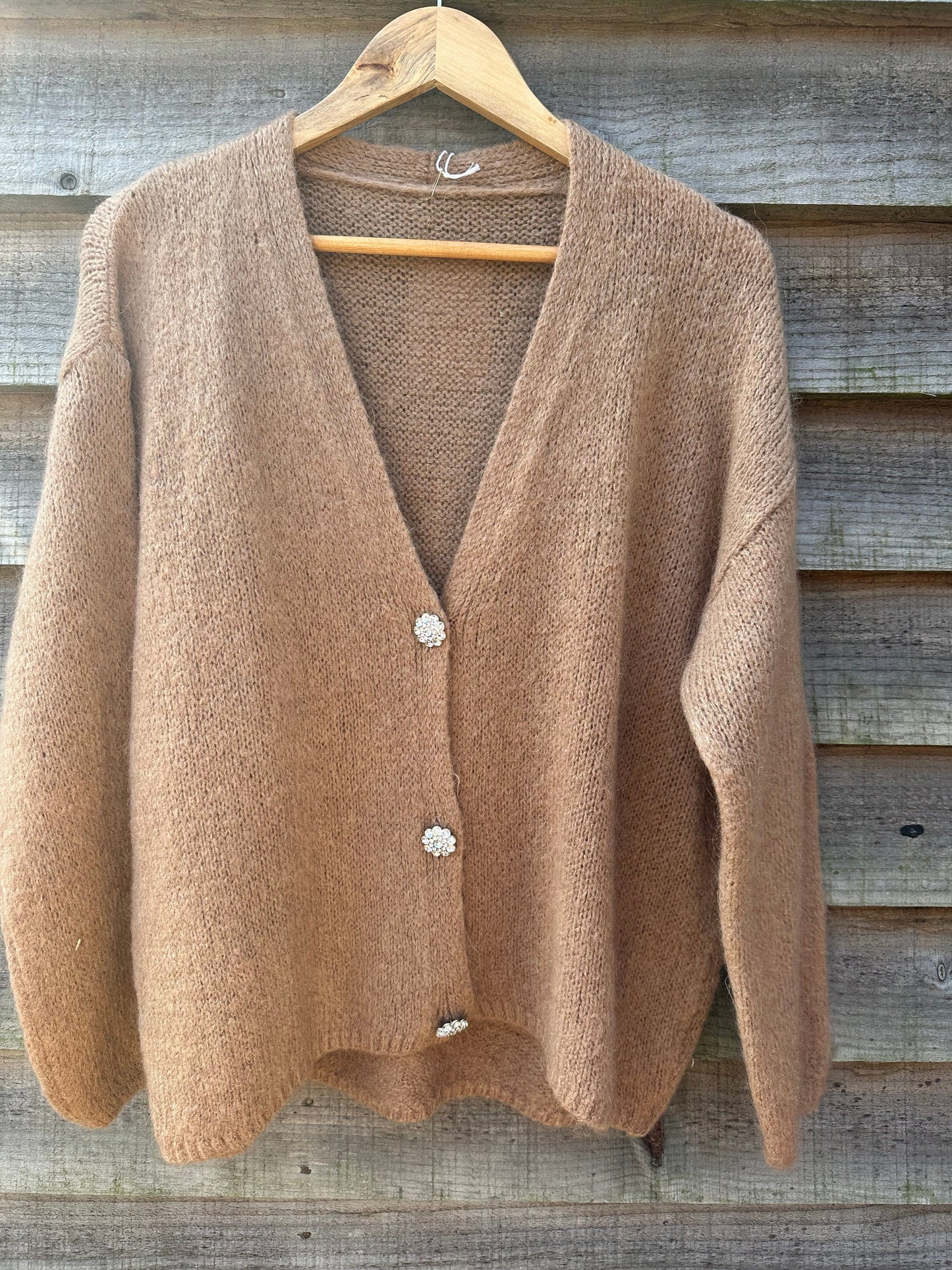 Diamonte Button mohairCardigan