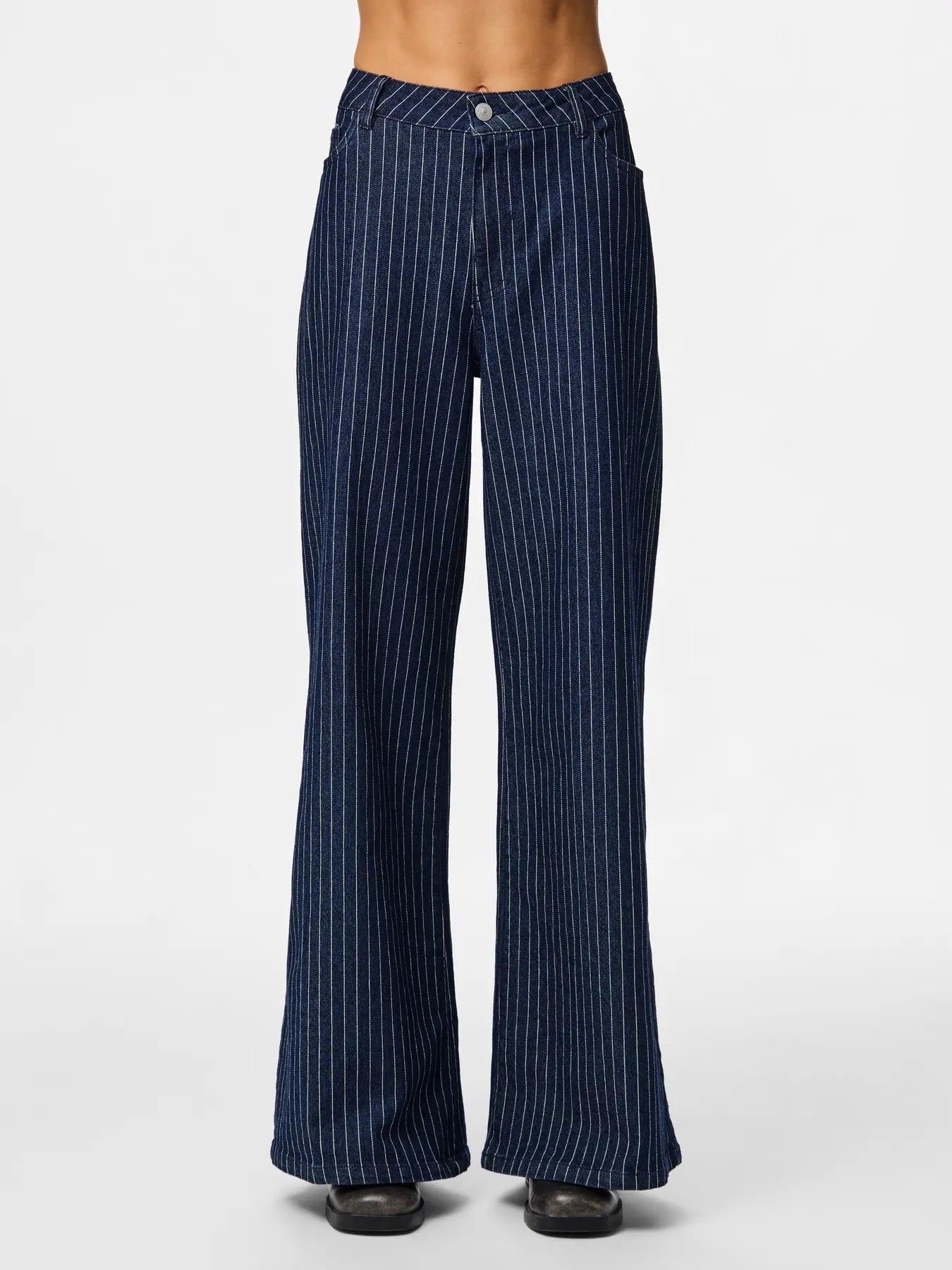 Wide Leg Pinstripe Jeans