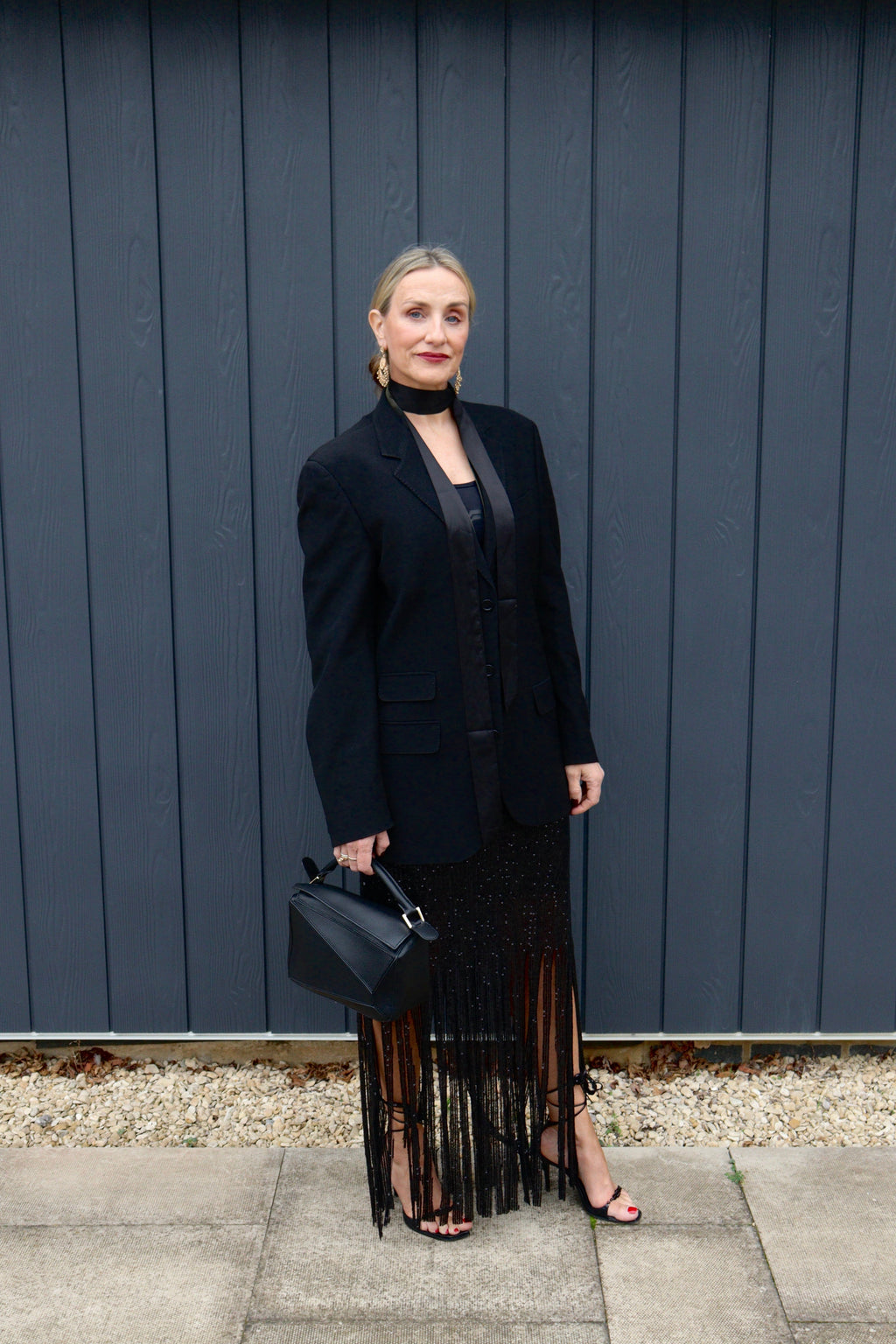 Fringed sequin skirt