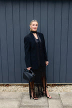 Fringed sequin skirt