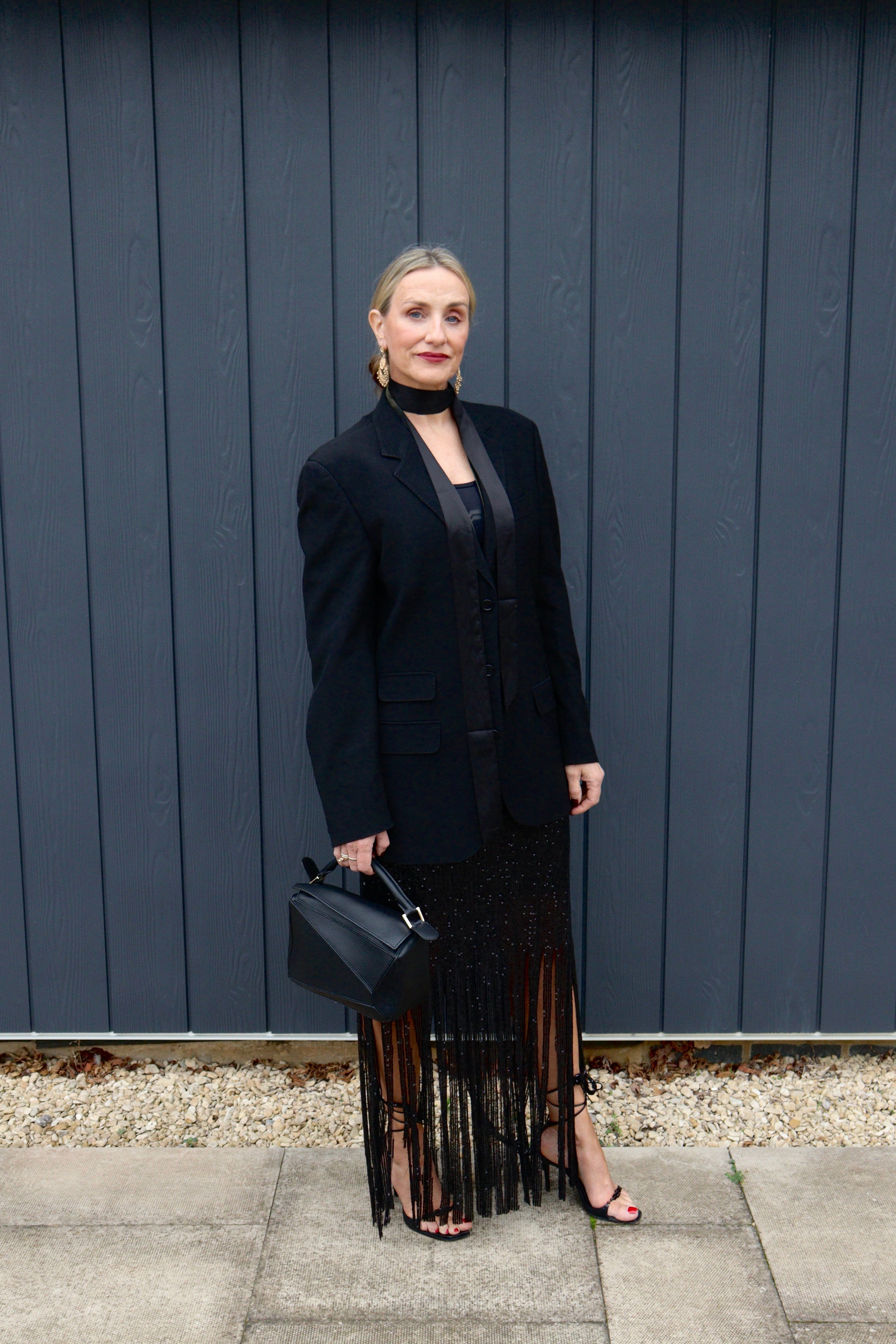 Fringed sequin skirt