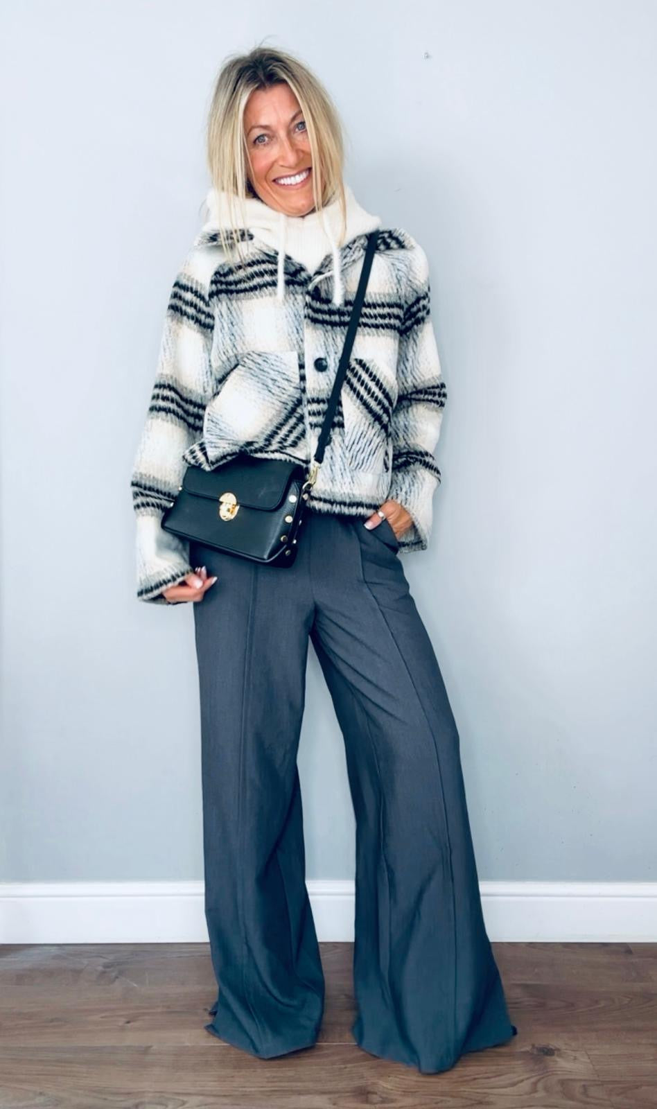 Wide Leg Grey Trousers