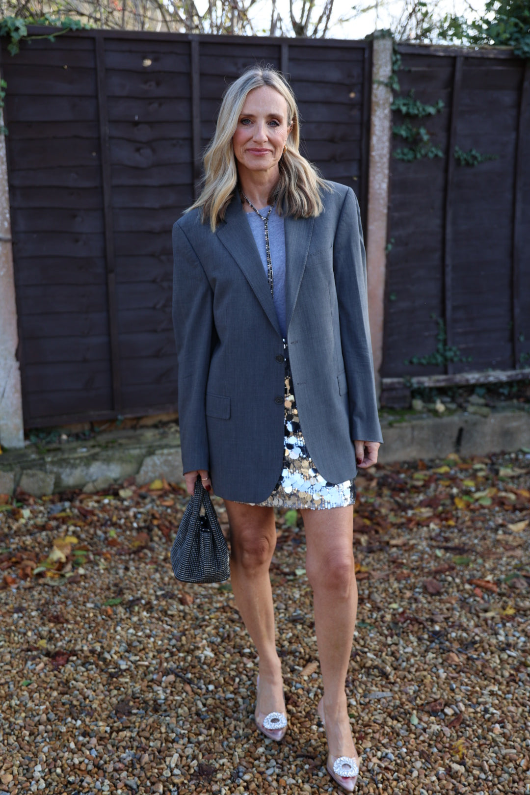 Silver Sequin Mini Skirt