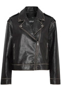 Aged  Faux Leather Biker Jacket