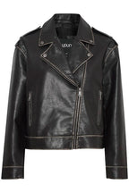 Aged  Faux Leather Biker Jacket