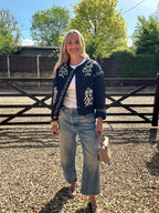 Embroidered  Quilted Black Jacket