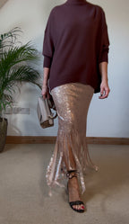 Fringed sequin skirt