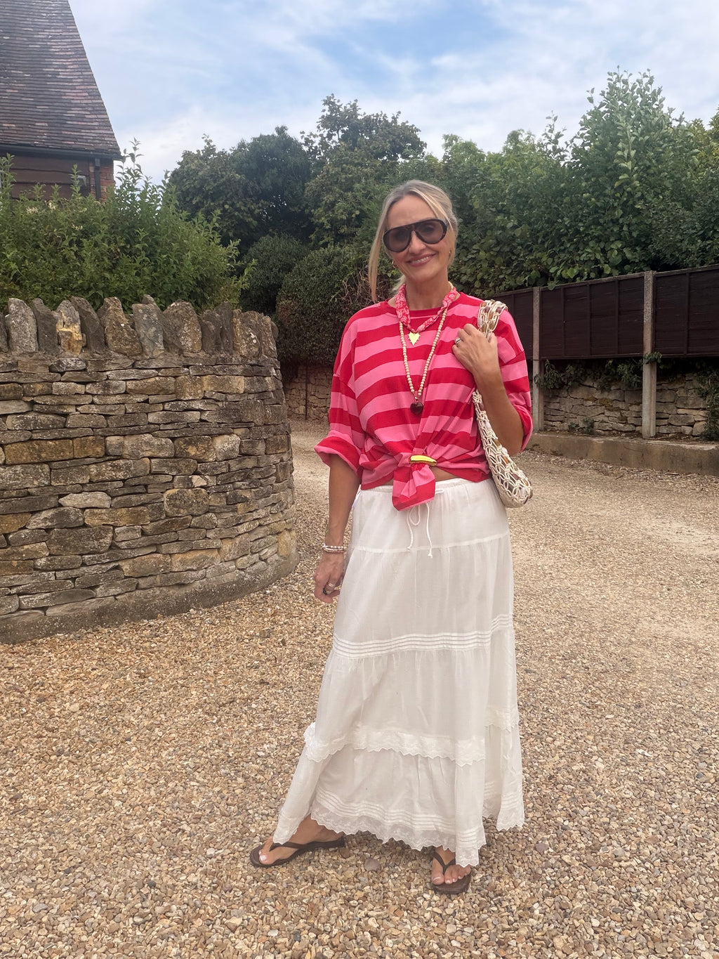White Tiered Maxi Skirt