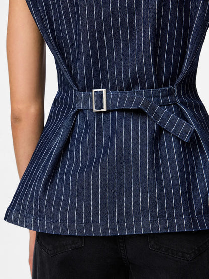 Pinstripe Denim Waistcoat
