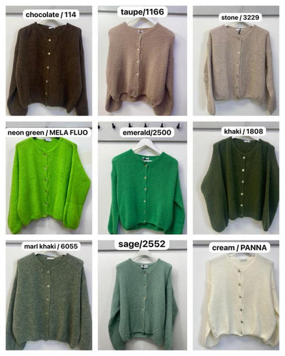 Round Neck Mohair Cardigan