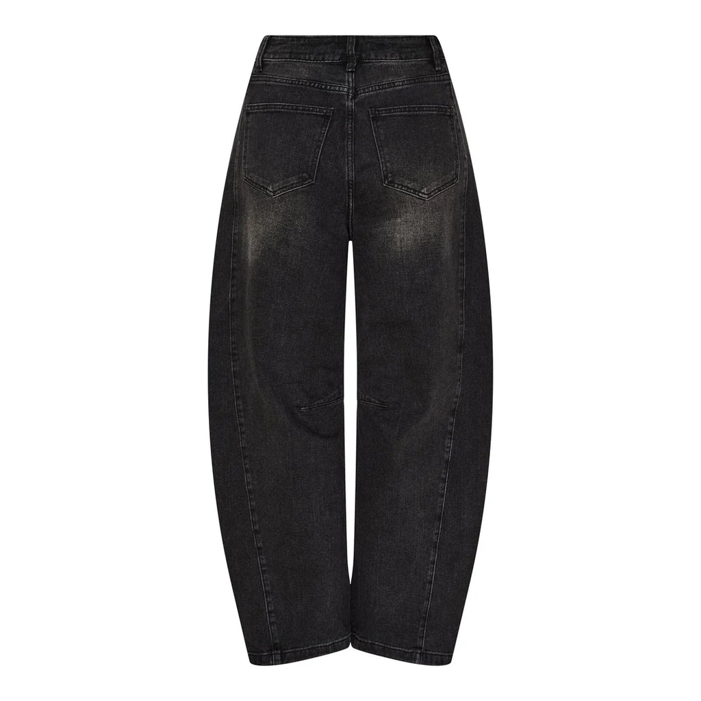 Studded Barrel Jeans - Black Washed