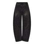 Studded Barrel Jeans - Black Washed