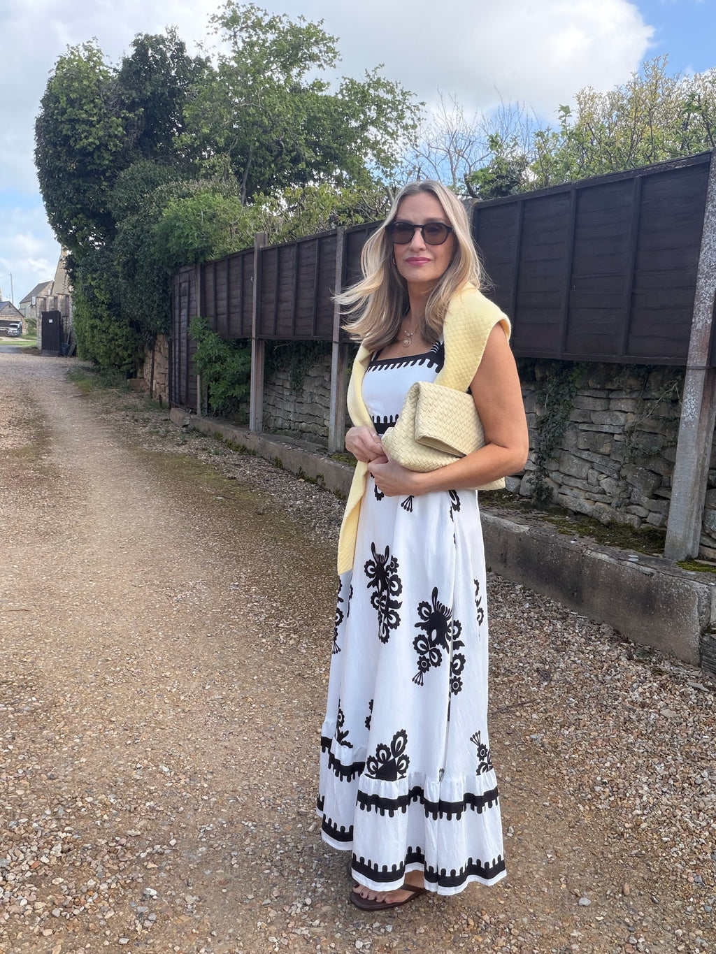 Black and White Jacquard Dress