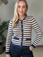 Navy Stripe Cropped Cardigan