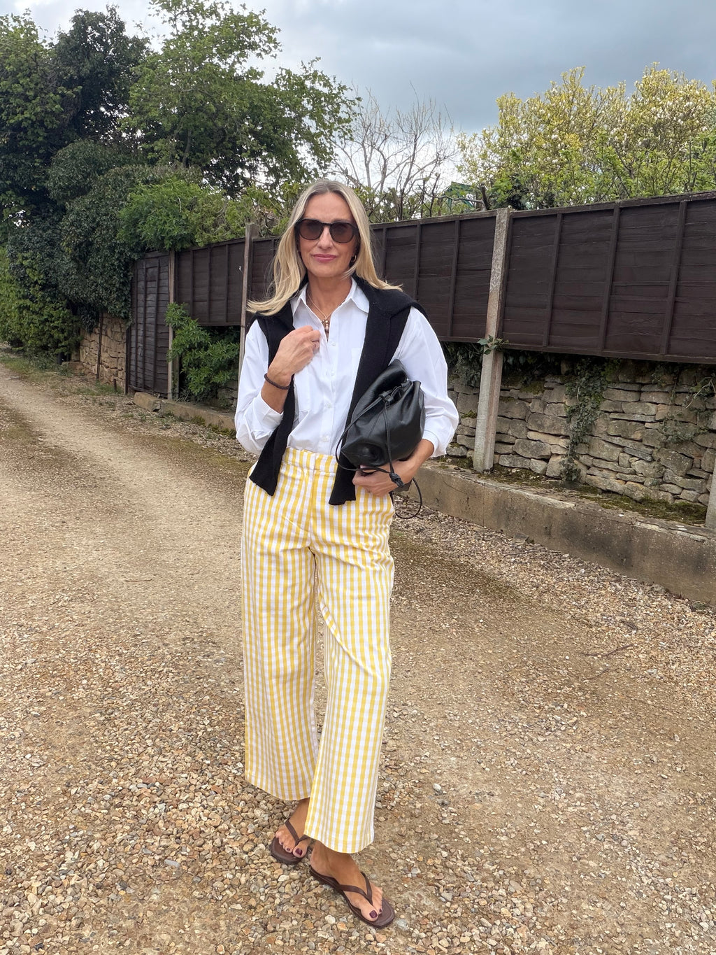 Yellow Gingham Cropped Trousers