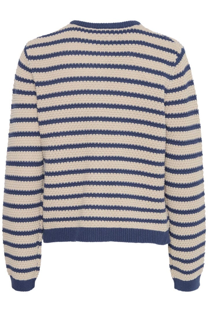 Navy Stripe Cropped Cardigan