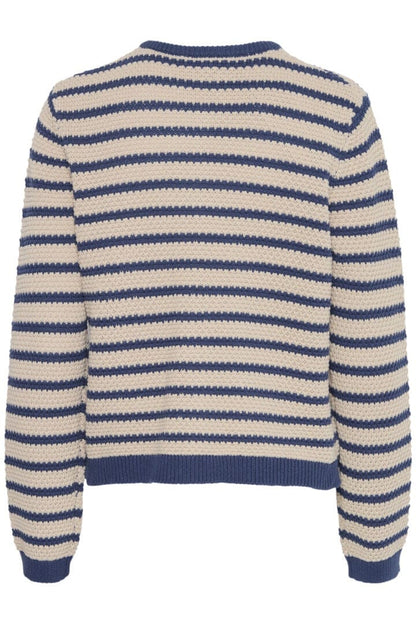 Navy Stripe Cropped Cardigan