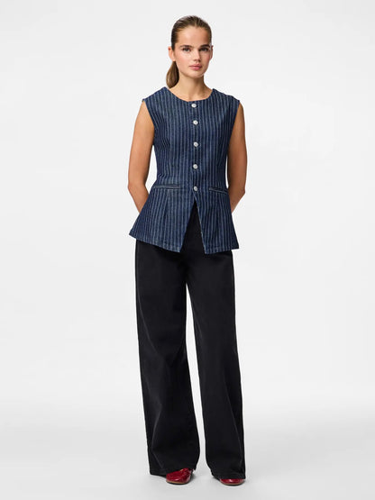 Pinstripe Denim Waistcoat