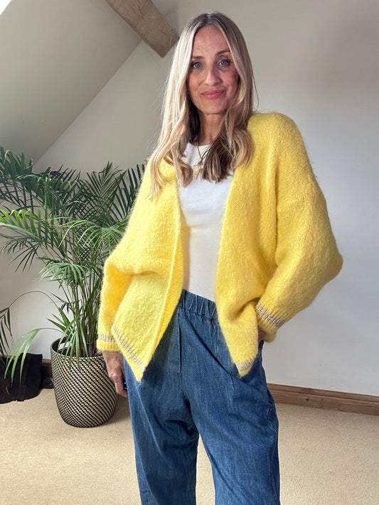Oversized Mohair Cardigan with Lurex Detail