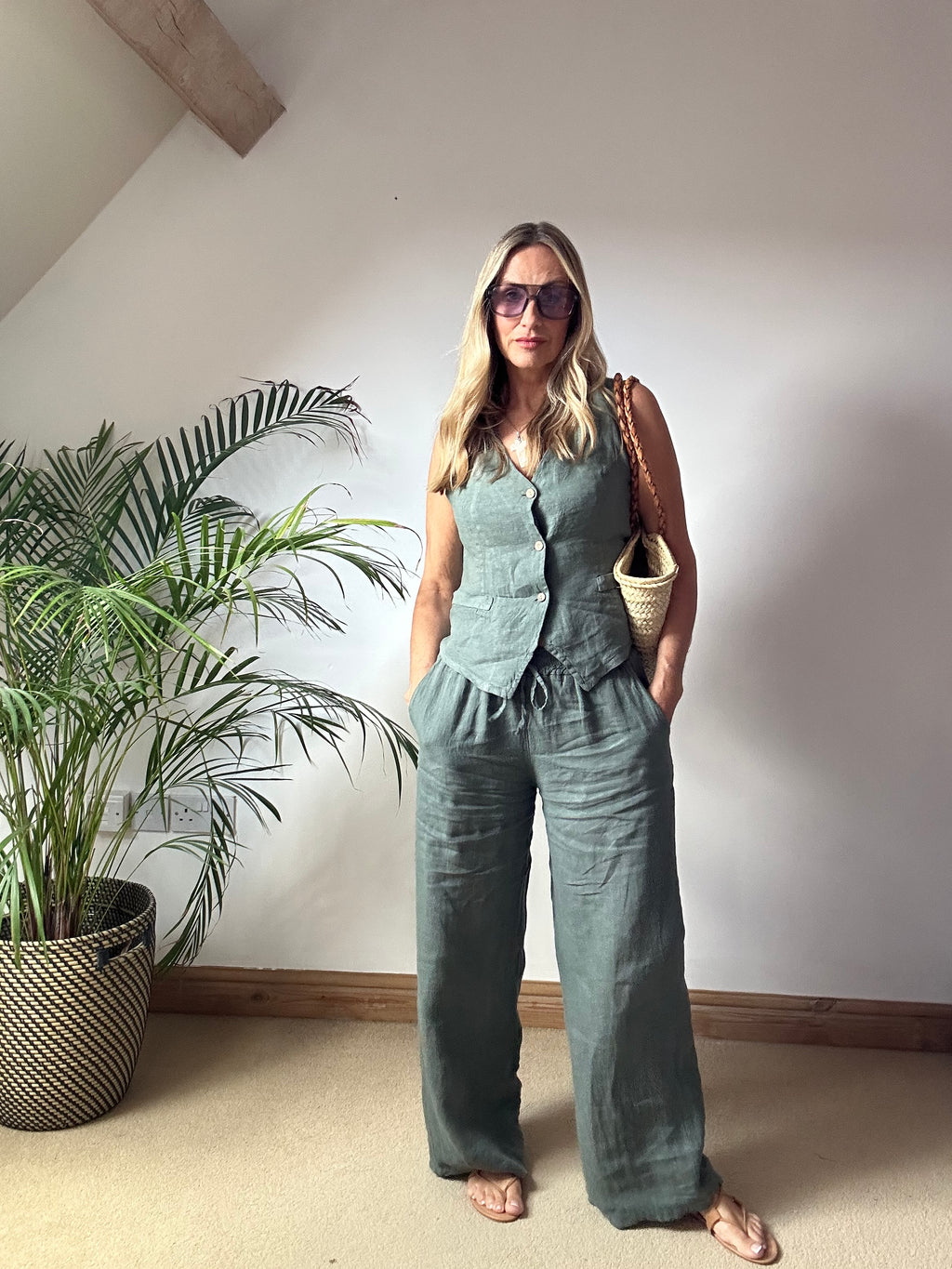 Wide Leg Linen Pants