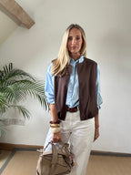 Brown Zip Up Gilet