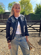 Embroidered  Quilted Black Jacket