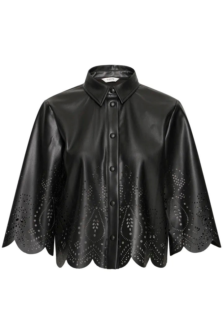 Faux Leather Laser Cut Shirt