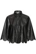 Faux Leather Laser Cut Shirt