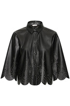 Faux Leather Laser Cut Shirt