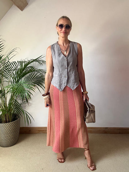 Lurex Stripe Knitted Skirt