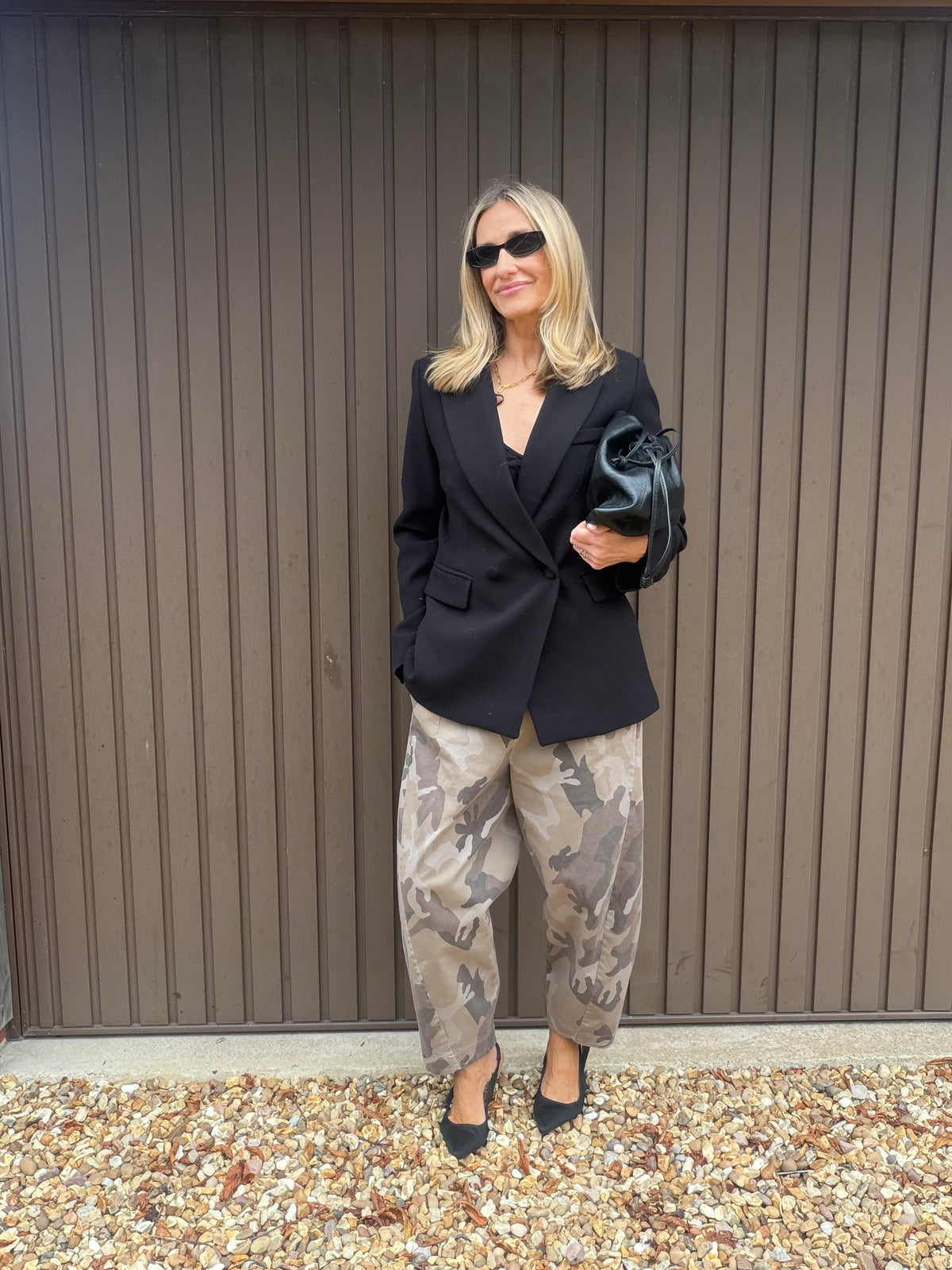 Camo Barrel Leg Trousers