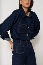 Patch Pocket Dark Blue Jeans