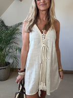 Mykonos rope Halter Mini Dress
