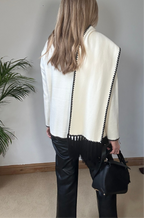 Knitted Jacket with Scarf - Cream