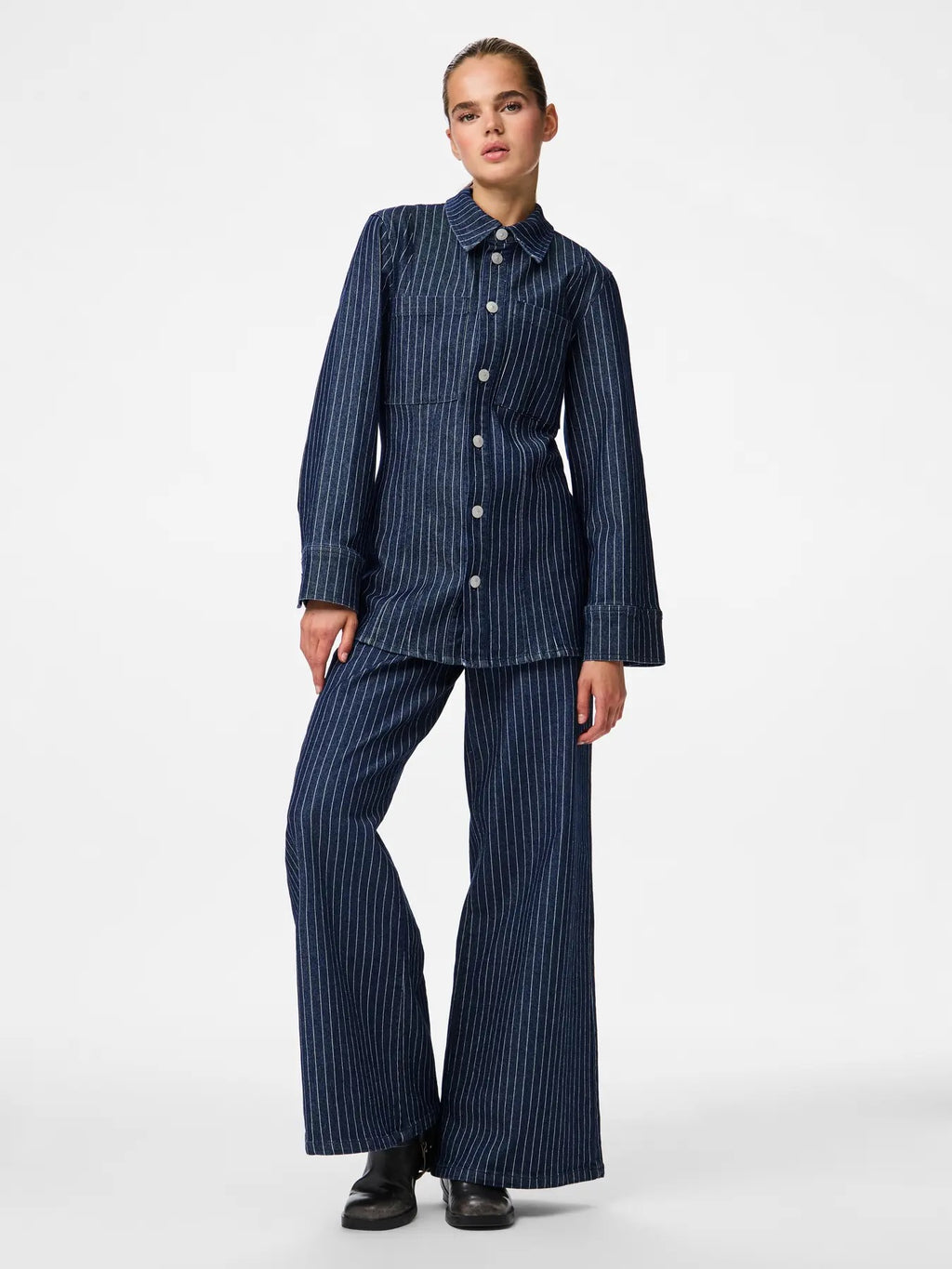 Pinstripe Denim Jacket