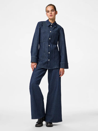 Pinstripe Denim Jacket