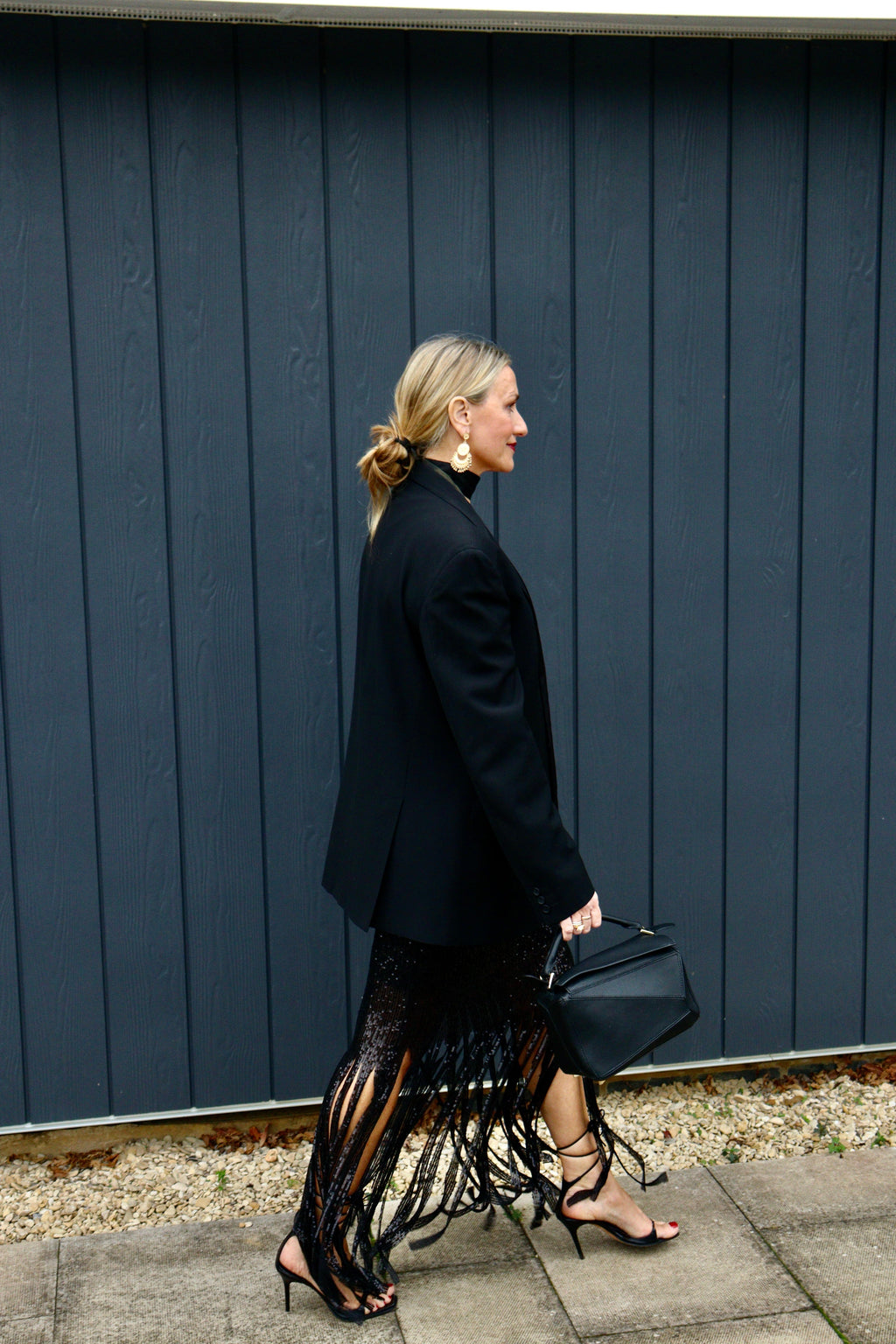 Fringed sequin skirt